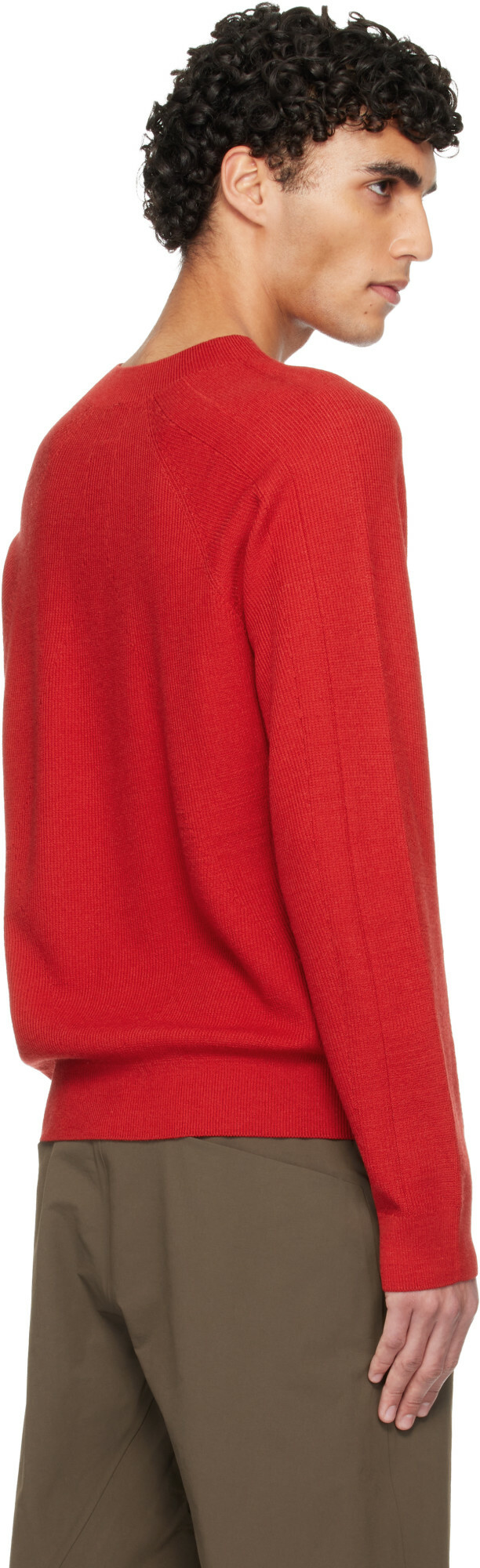 Veilance Red Conic Wool Midlayer Sweater