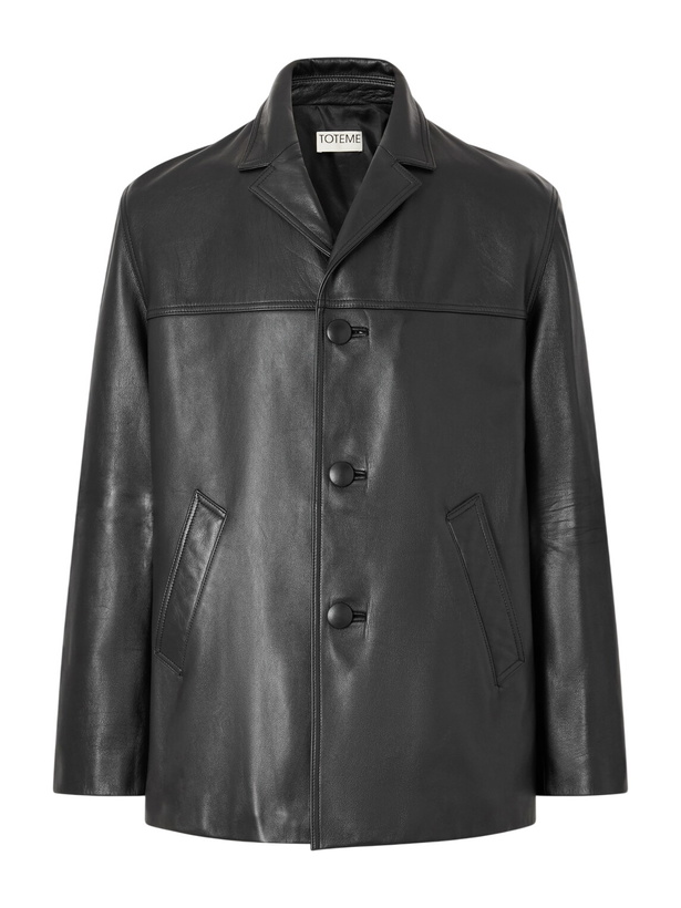 Photo: TOTEME - Panelled Full-Grain Leather Jacket - Black