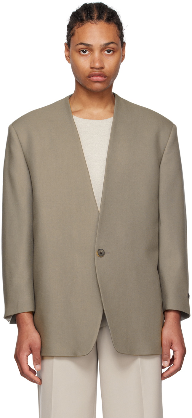 Men Taupe Lapel Neck Blazer