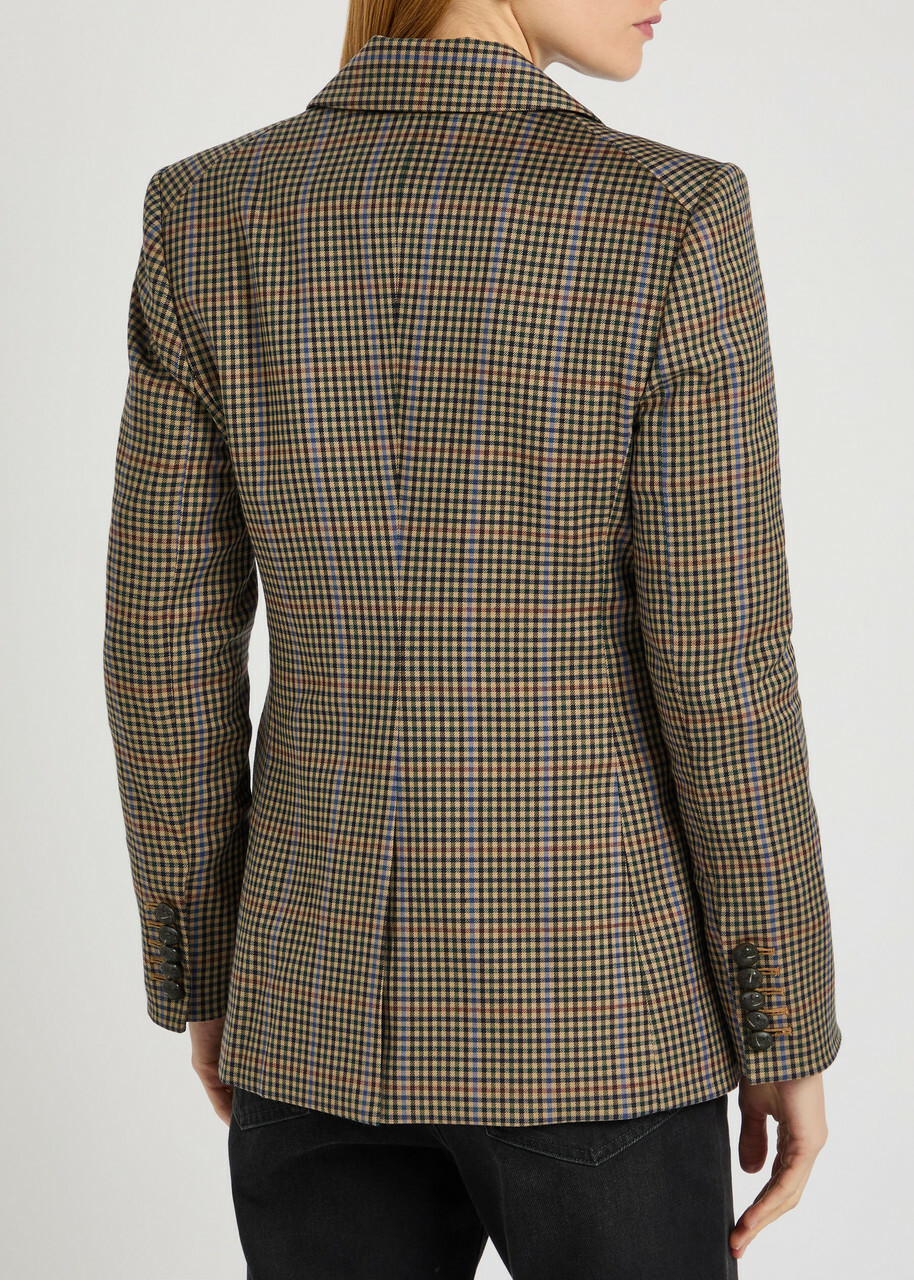 Veronica Beard Claude Dicky Plaid Stretch-wool Blazer Brown