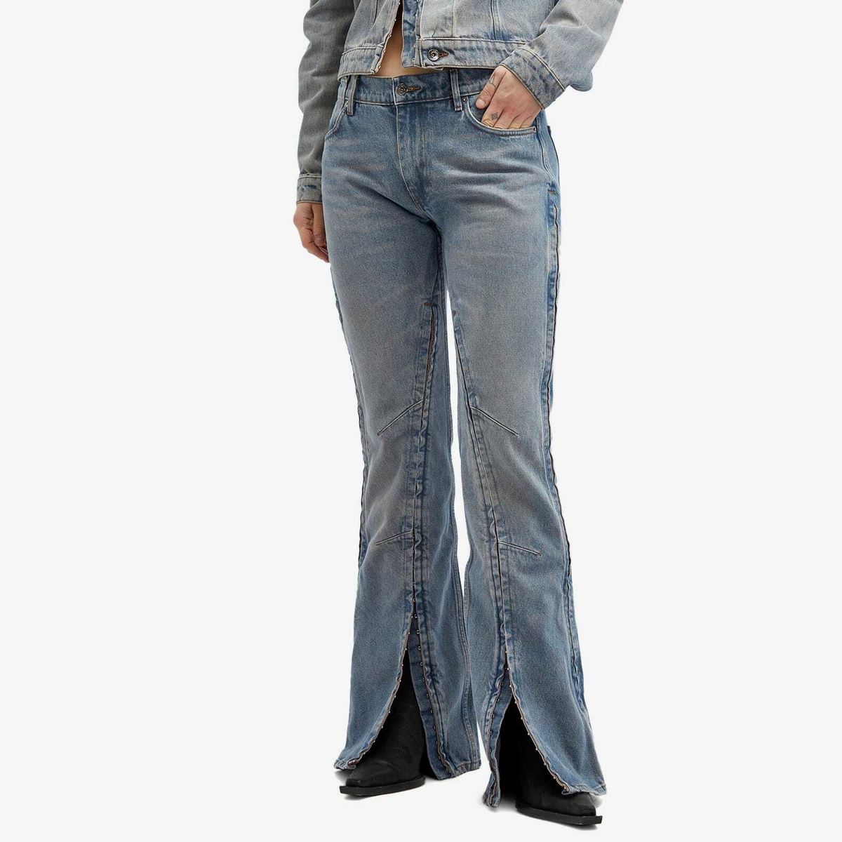 デニム・ジーパン Y/Project 'Hook And Eye' Jeans Blue Hook-Eye Jeans by Y/Project on Sale