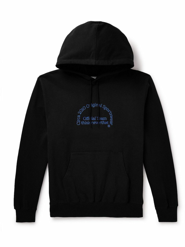 Photo: thisisneverthat - Logo-Embroidered Cotton-Jersey Hoodie - Black