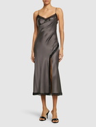 ALBERTA FERRETTI Satin & Lace Midi Dress