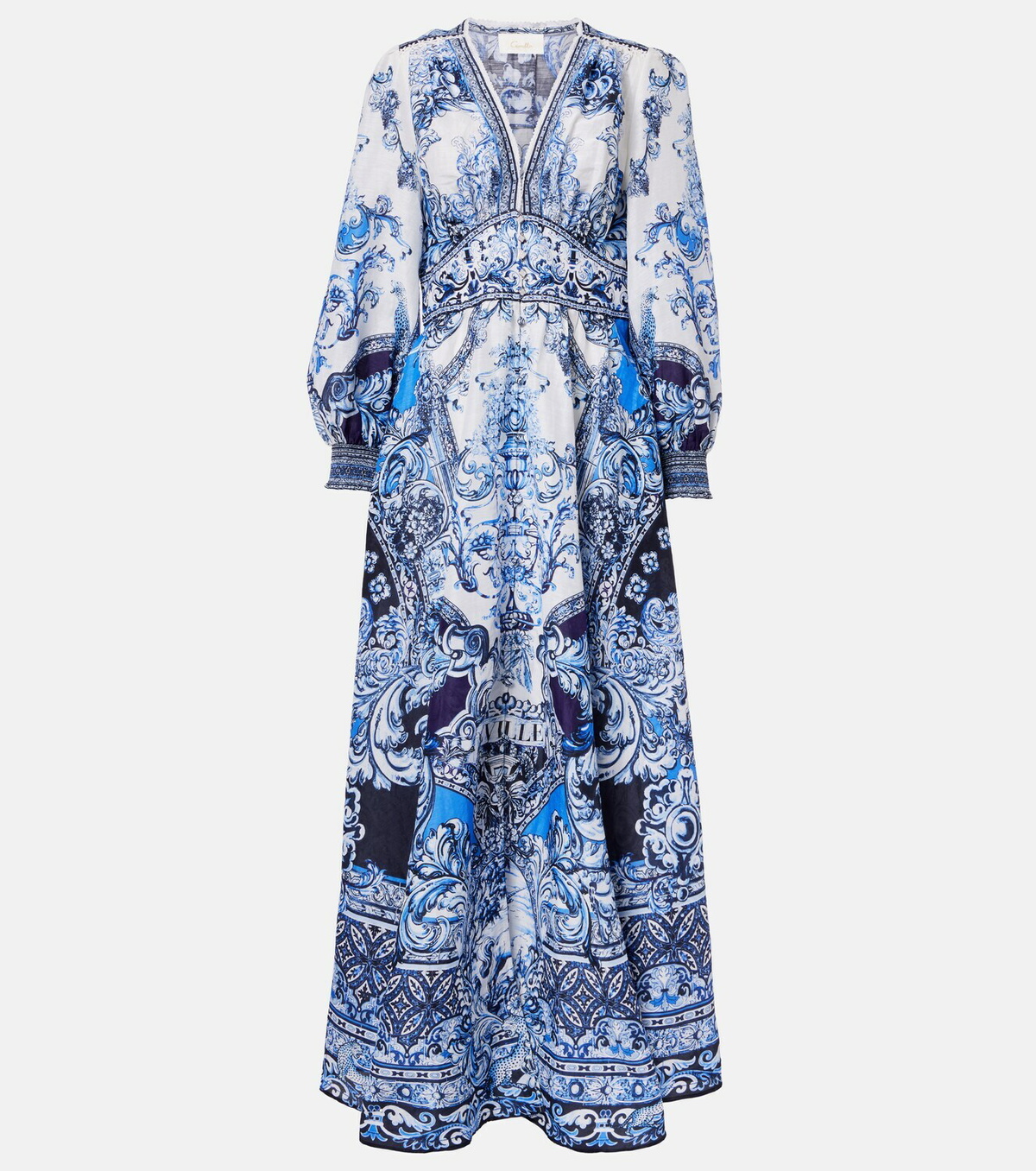 Camilla Printed linen and silk maxi dress