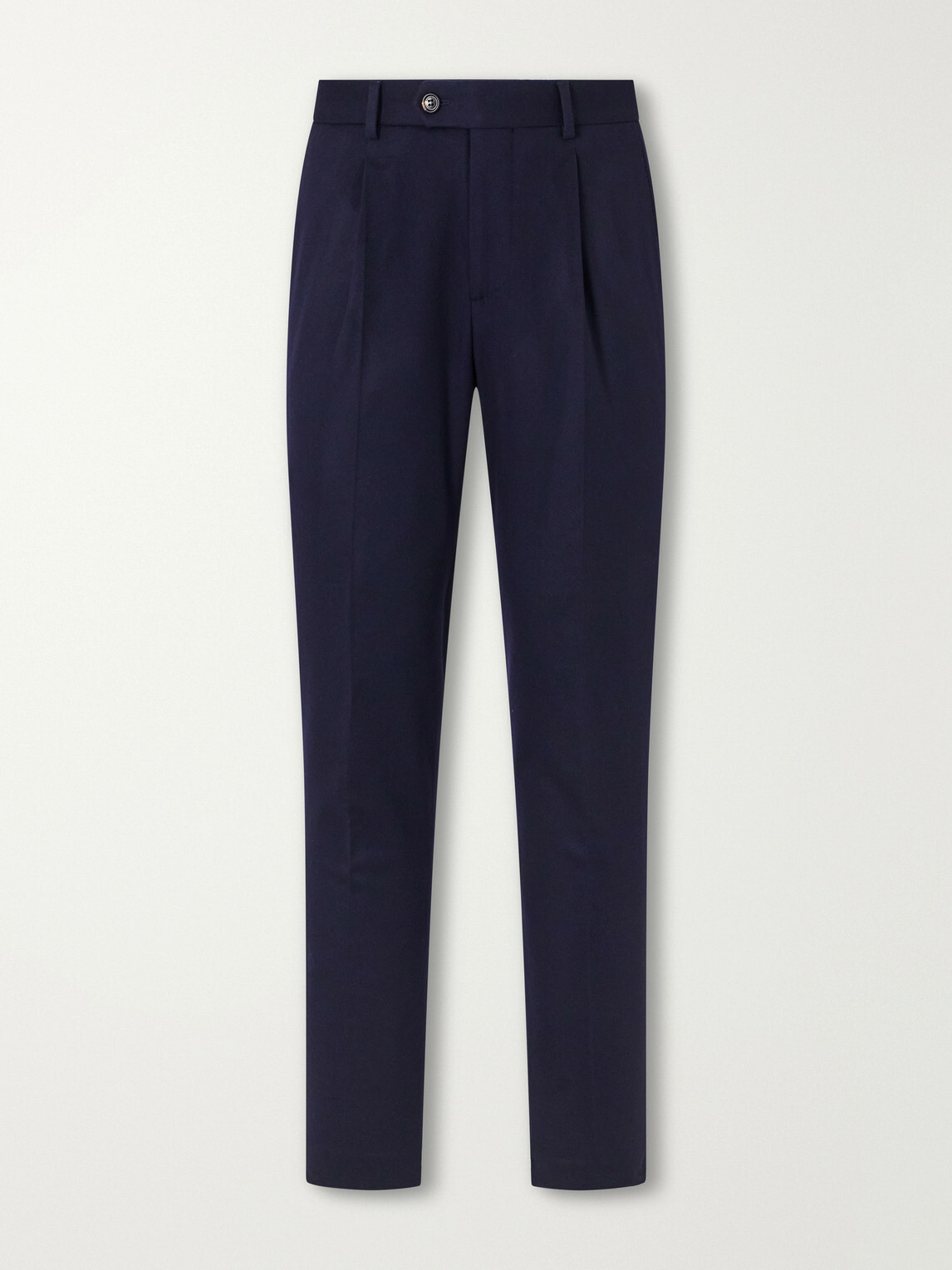 Brunello Cucinelli - Straight-Leg Pleated Wool-Flannel Suit Trousers - Blue