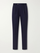 Brunello Cucinelli - Straight-Leg Pleated Wool-Flannel Suit Trousers - Blue