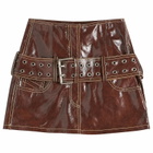 Diesel Women's L-Evant Patent Mini Skirt with Belt in Burgundy