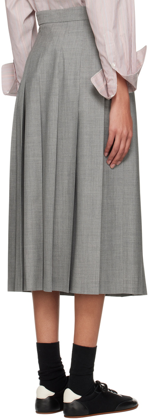 AURALEE Gray Pleated Midi Skirt