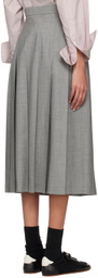 AURALEE Gray Pleated Midi Skirt