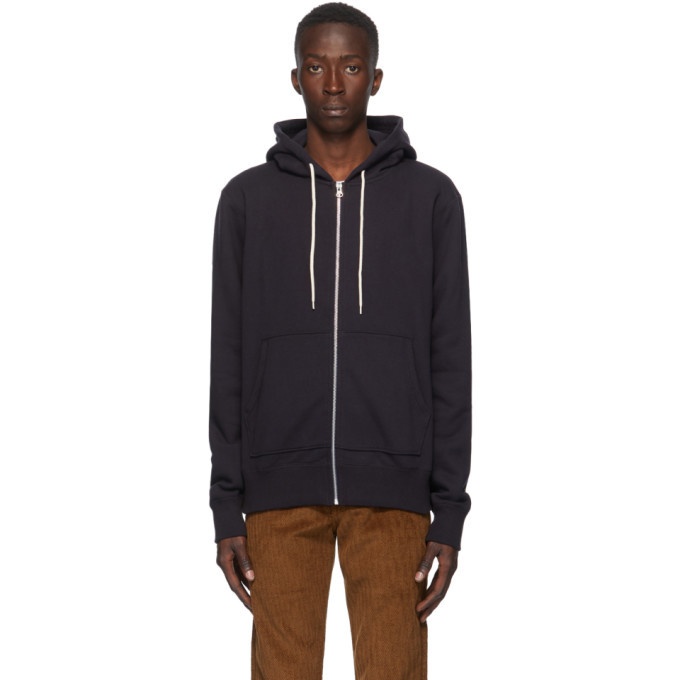 Photo: Naked and Famous Denim Navy Heavyweight Terry Zip Hoodie