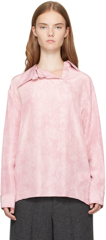 Photo: UMBER POSTPAST Pink Natural Coccus Dyed Silk Detachable Collar Shirt