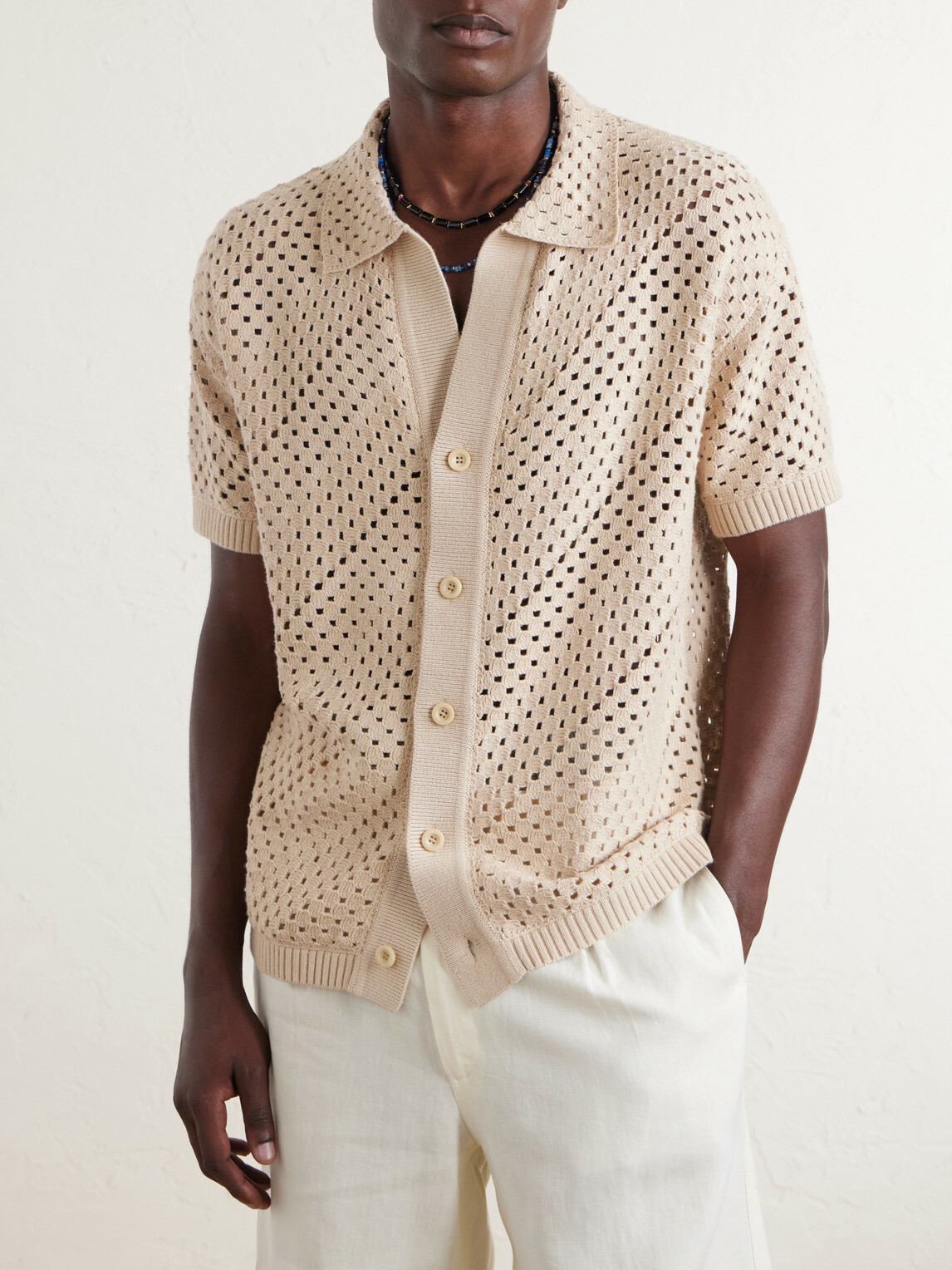 Frescobol Carioca - Pinto Crocheted Cotton Shirt - Neutrals