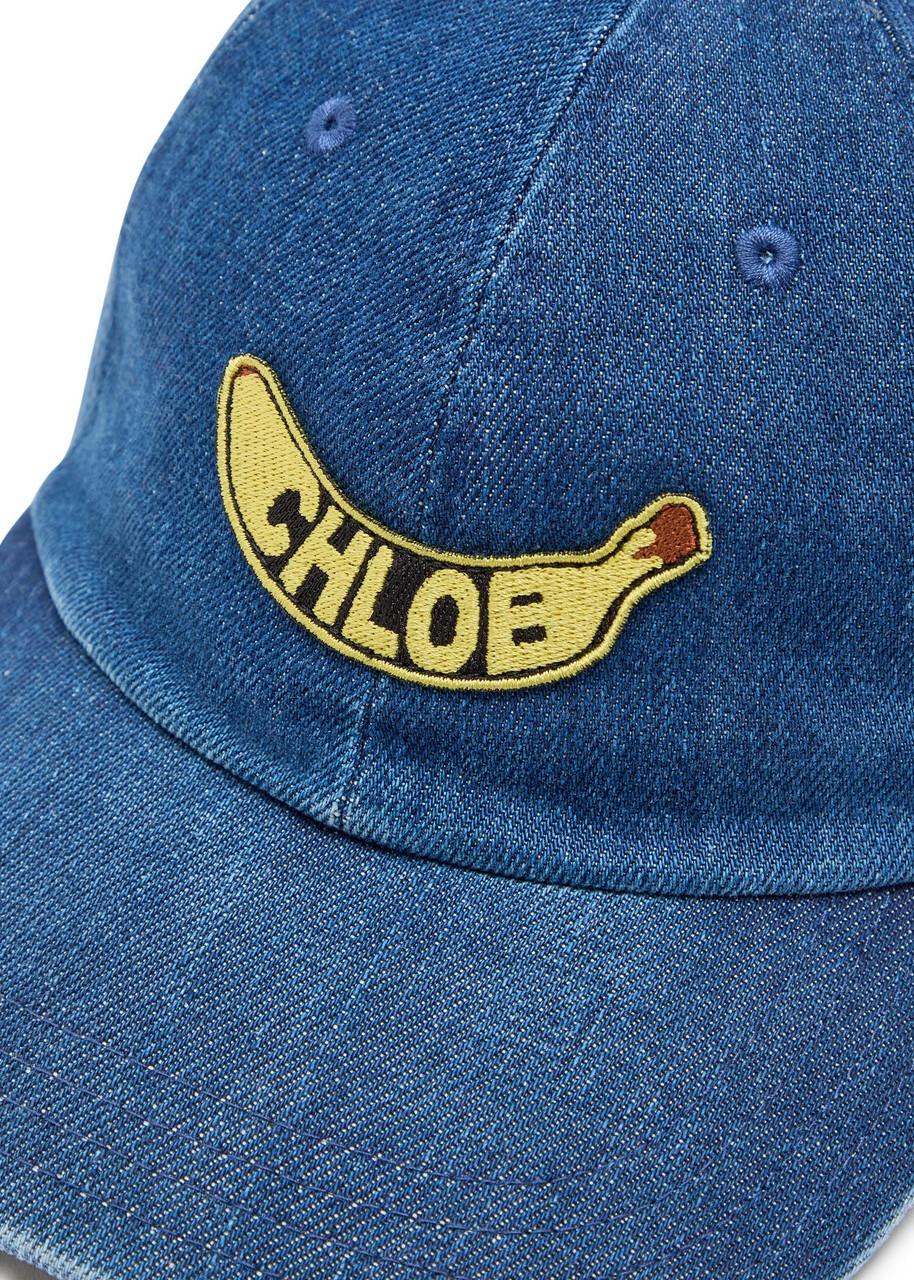 Chloe Logo Banana-appliquéd Denim cap