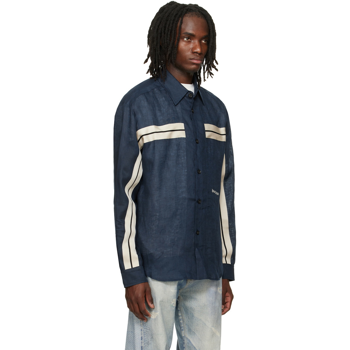 Palm Angels Navy Classic Logo Track Shirt