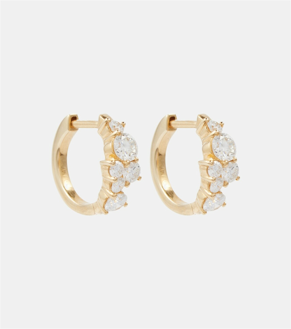 Sydney Evan Cocktail 14kt yellow gold and diamond hoop earrings
