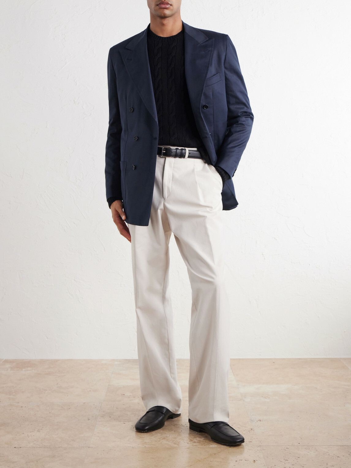Kiton - Double-Breasted Cotton-Twill Blazer - Blue