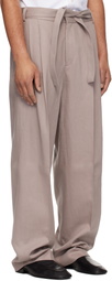 Hugo Taupe Fashion-Fit Front Pleat Belt Detail Trousers