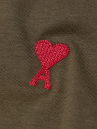 AMI PARIS - Logo-Embroidered Organic Cotton-Jersey T-Shirt - Green