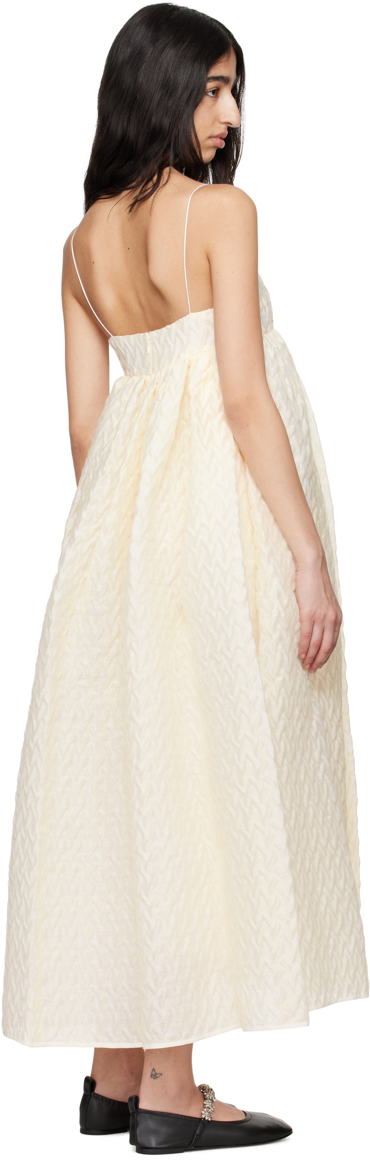 Cecilie Bahnsen White Beth Midi Dress