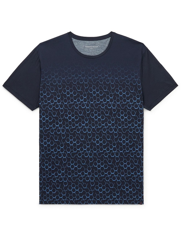 Photo: Derek Rose - Printed Cotton-Jersey T-Shirt - Blue
