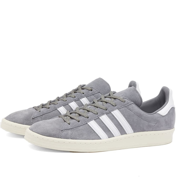 Photo: Adidas Men's Campus 80s OG Sneakers in Grey/White/Off White