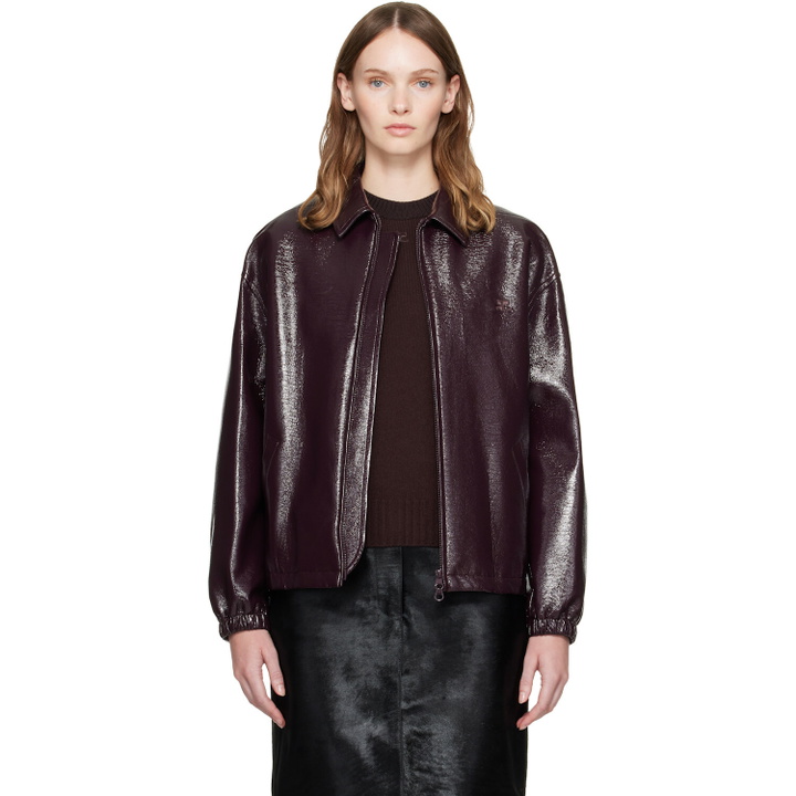 Photo: Courrèges Burgundy Vinyl Bomber Jacket