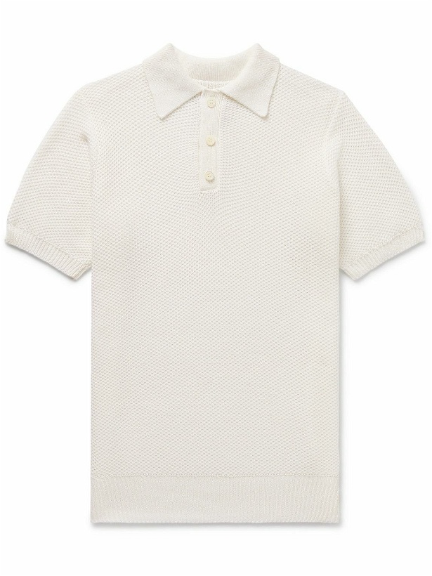 Photo: Richard James - Open-Knit Cotton Polo Shirt - White