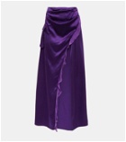 Didu Asymmetric silk satin maxi skirt