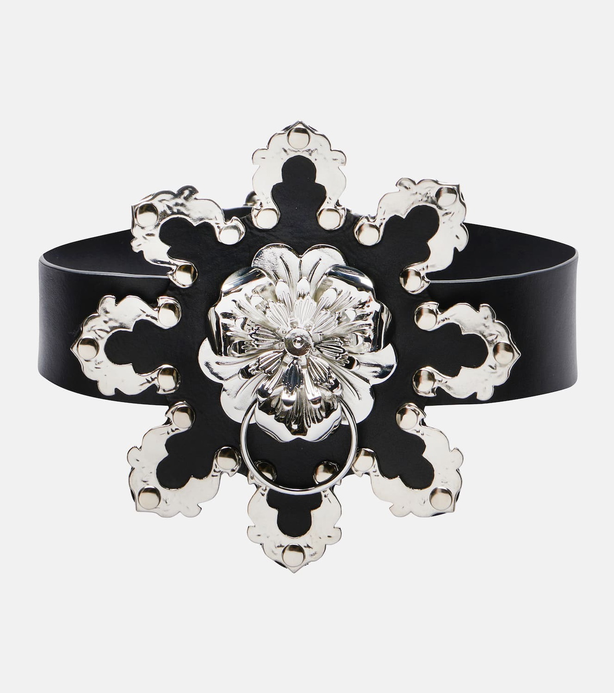 Blumarine Floral leather belt