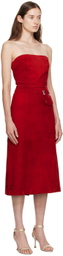 Saks Potts Red Ira Leather Midi Dress