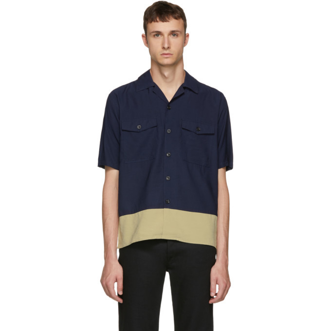 Photo: AMI Alexandre Mattiussi Navy and Beige Button-Up Shirt