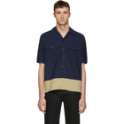 AMI Alexandre Mattiussi Navy and Beige Button-Up Shirt