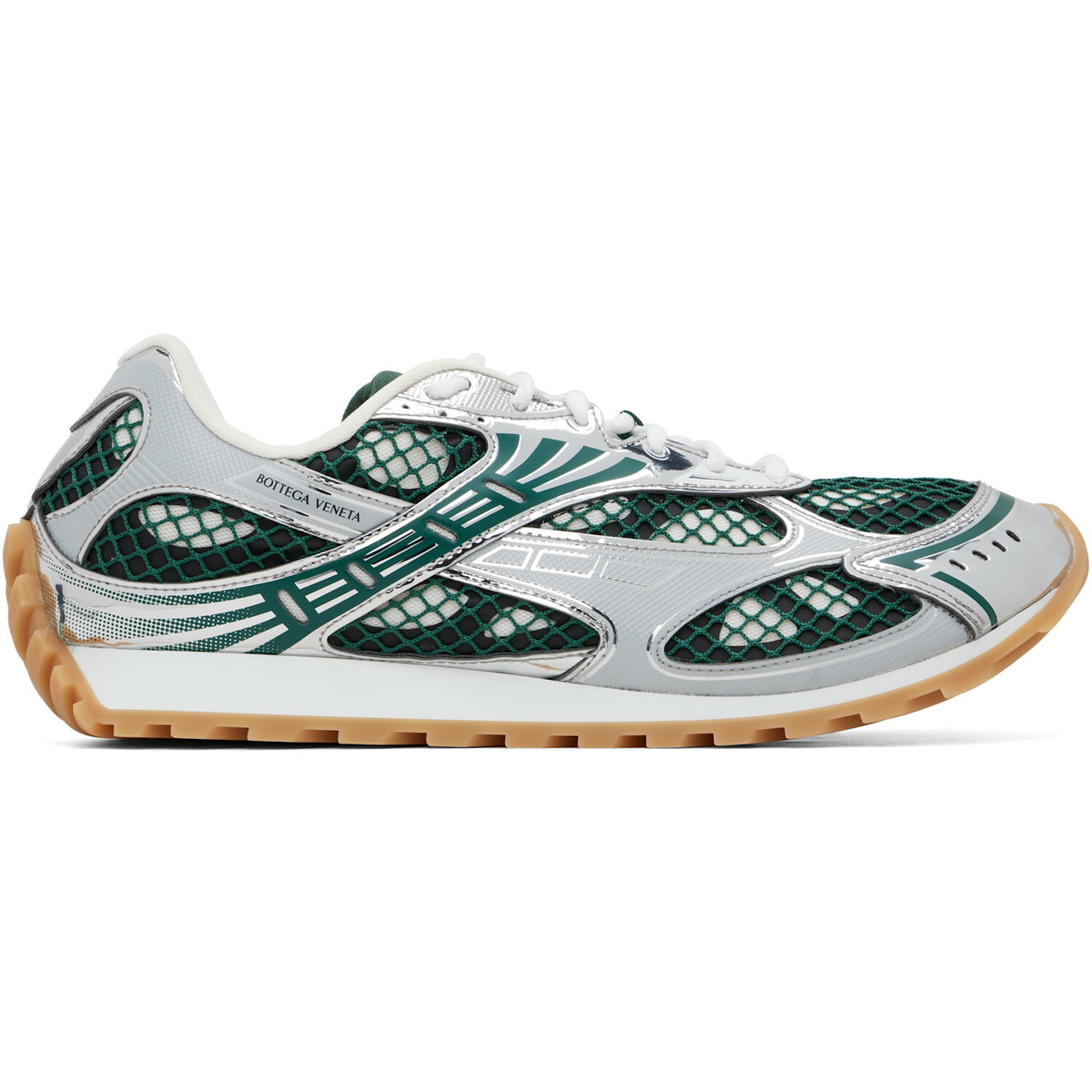 Bottega Veneta Green & Silver Orbit Sneakers