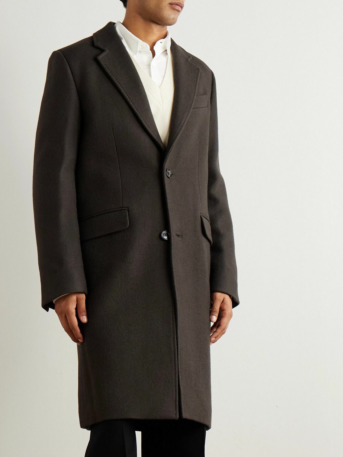 AMI PARIS - Boiled Wool-Gabardine Coat - Black