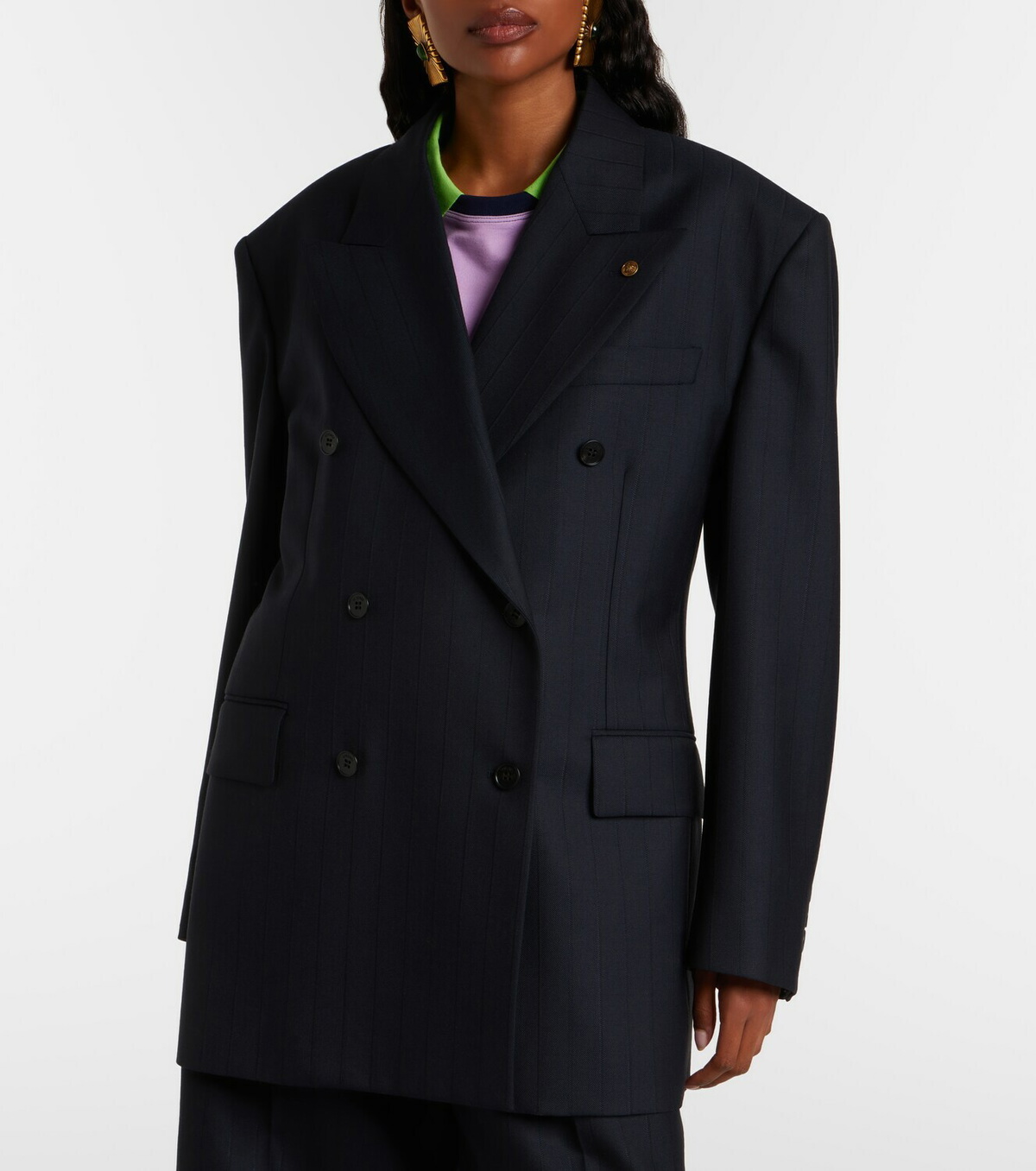 Versace Double-breasted oversized virgin wool blazer