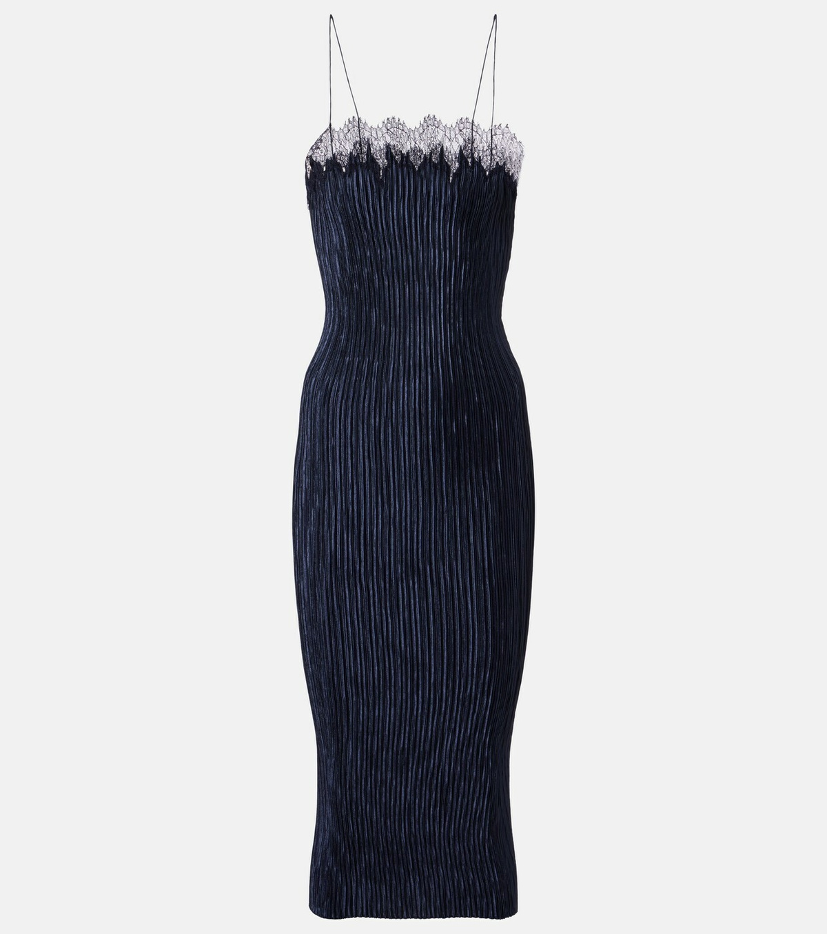 Fforme Lumi lace-trimmed pleated midi dress