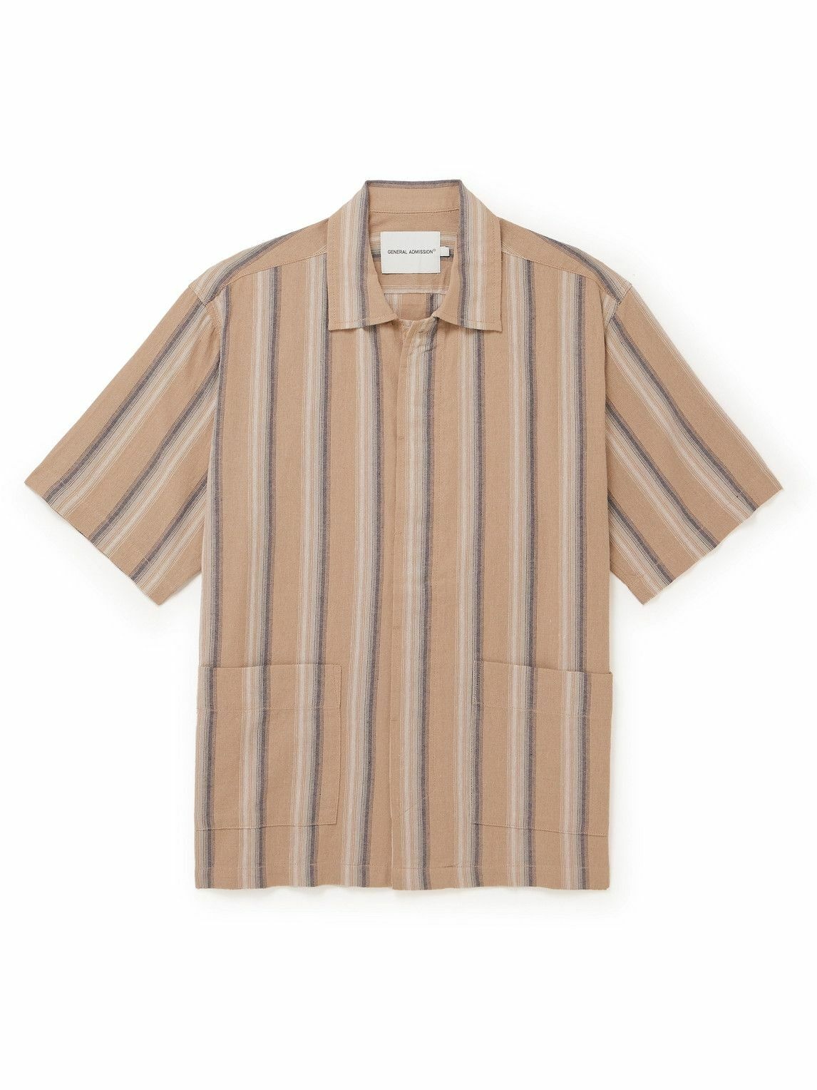 GENERAL ADMISSION - Striped Cotton and Linen-Blend Shirt - Brown ...