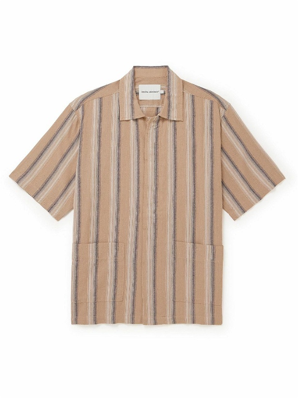 Photo: GENERAL ADMISSION - Striped Cotton and Linen-Blend Shirt - Brown