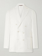 Canali - Double-Breasted Linen and Silk-Blend Suit Jacket - White