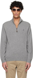 Polo Ralph Lauren Gray Wool Quarter Zip Sweater