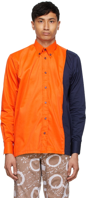 Photo: Bloke Orange & Navy Patch Shirt
