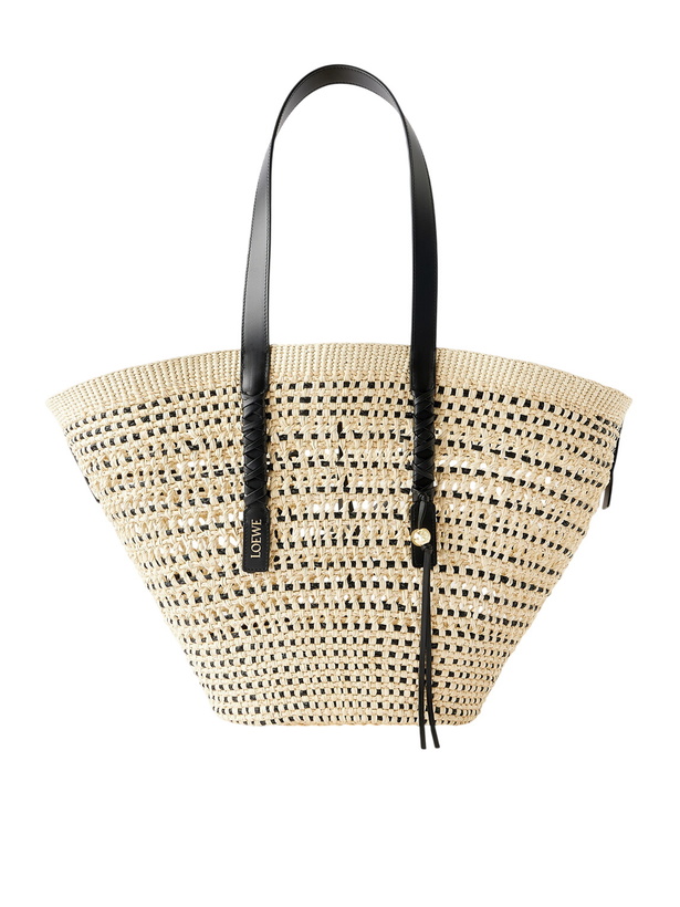Photo: LOEWE - Paula's Ibiza Braid Basket Leather-Trimmed Raffia Tote Bag