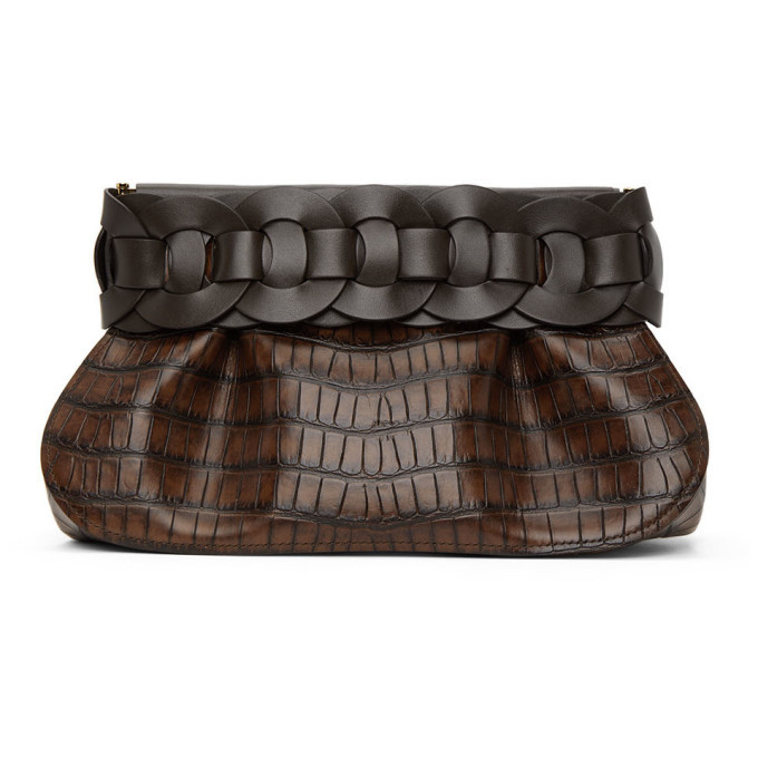 Chloe Brown Croc Darryl Clutch