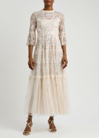 Needle & Thread Dragonfly Garden Embroidered Tulle Gown Cream