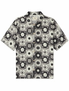 Folk - Camp-Collar Printed Linen Shirt - Gray