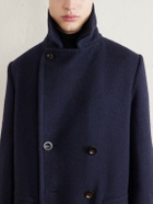 Private White V.C. - The Admiral's Great Shearling-Trimmed Merino Wool and Cashmere-Blend Coat - Blue