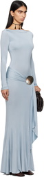 Conner Ives Blue Shell Belt Maxi Dress