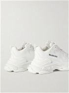 Balenciaga - Triple S Faux Leather Sneakers - White