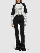 LANVIN - Embroidered Studs Flared Denim Pants