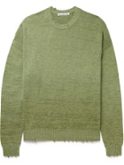 Acne Studios - Distressed Garment-Dyed Cotton Sweater - Green